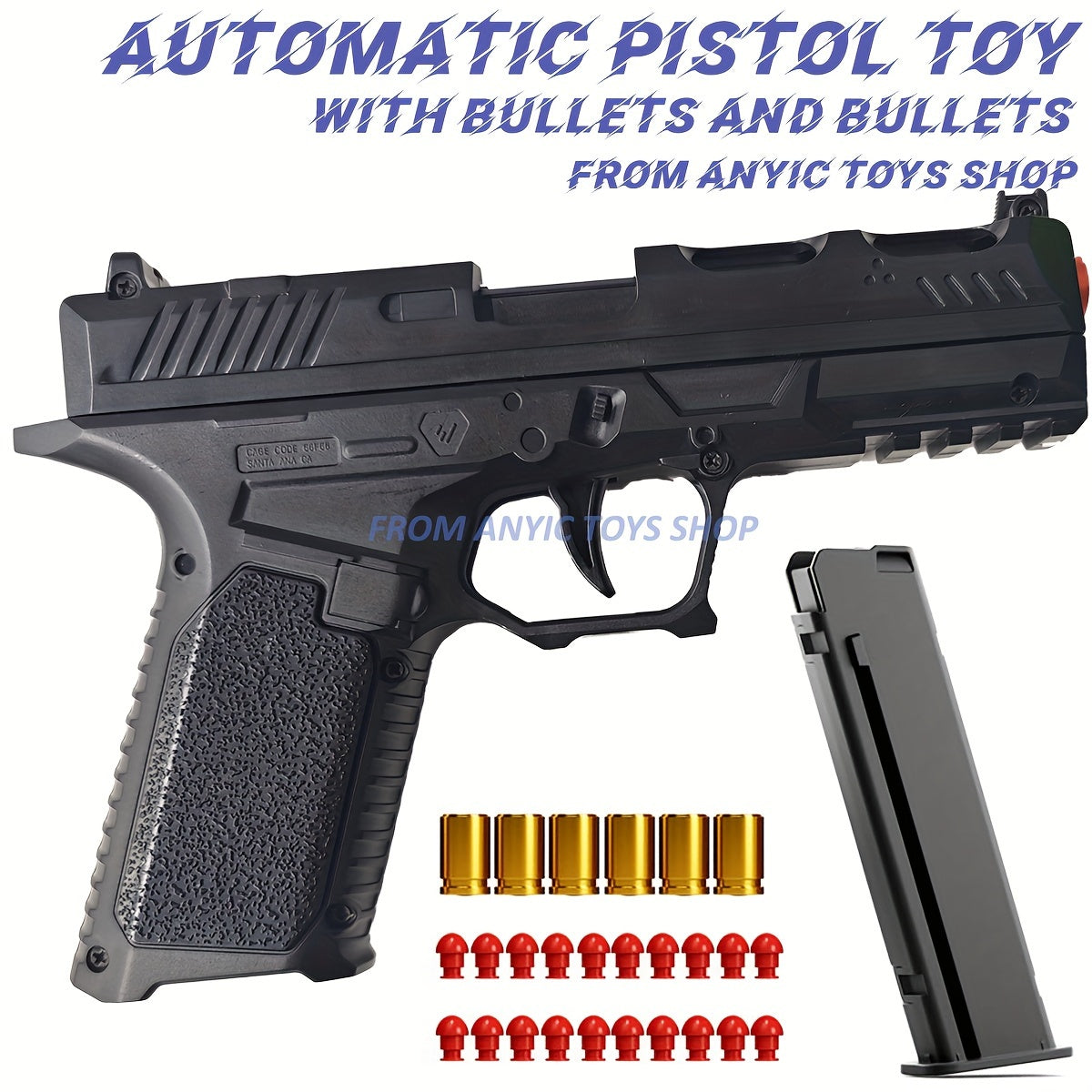 ANYC Mechanical BURST 1911 Toy Gun - Fully Automatic, High-Speed Action, Green/Blue/Black with 20 Soft Plastic Bullets & 6 Shells - Ideal for Outdoor Play, Parties & Birthday Gifts, Gun Toy