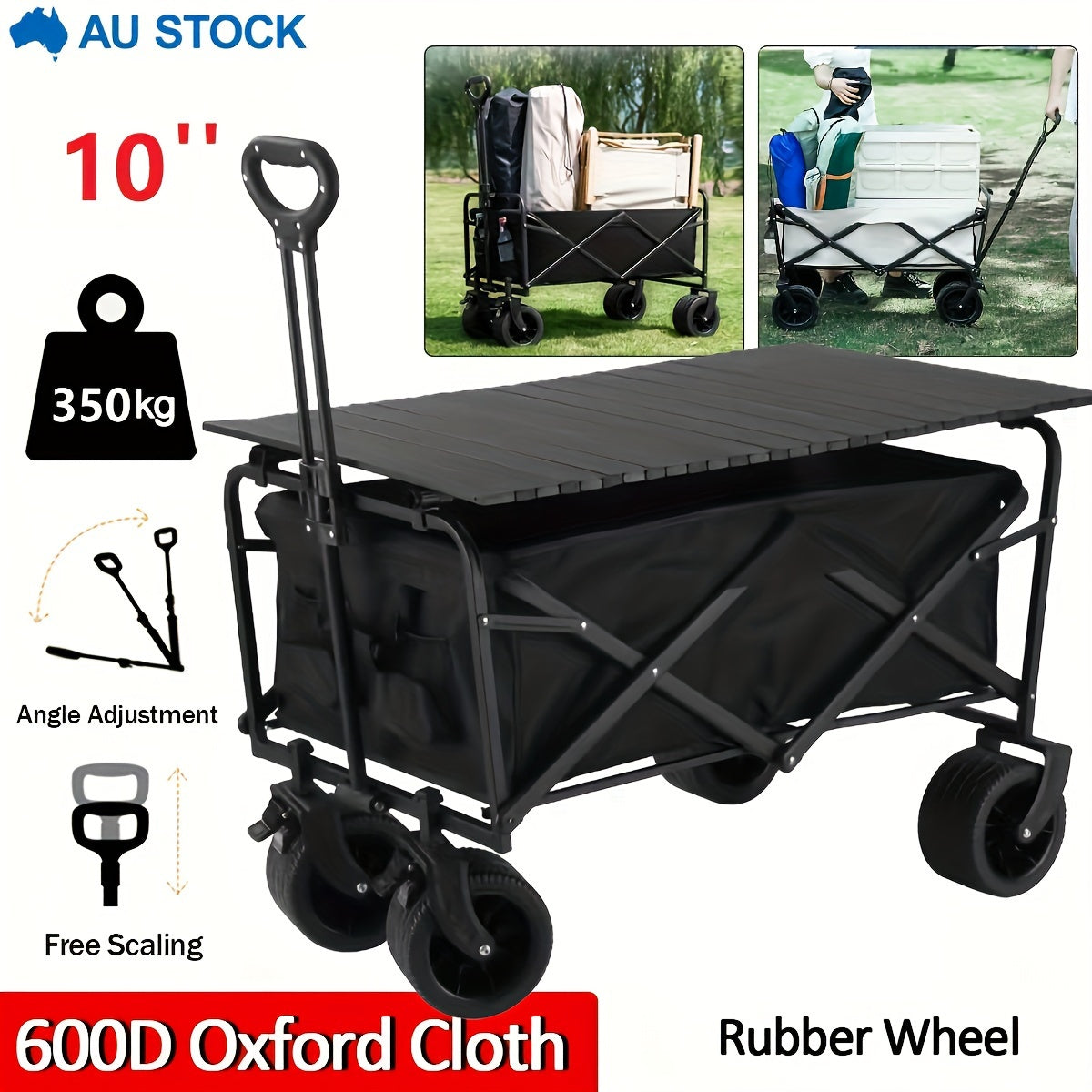 Folding Collapsible Utility Wagon Cart with Aluminum Table Plate