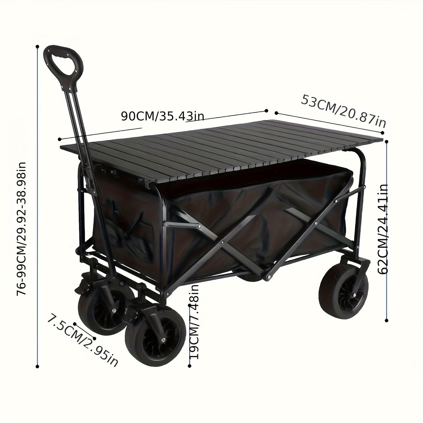 Folding Collapsible Utility Wagon Cart with Aluminum Table Plate