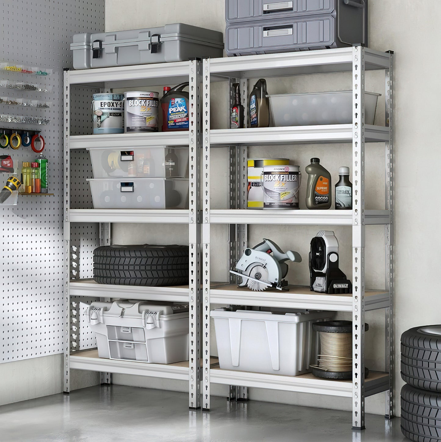 5 Tier Storage Shelves, Adjustable Utility Racks for Garage, Living Room, Kitchen, Versatile Indoor/Outdoor Organizer, 1830x900x400mm