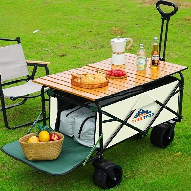 Folding Collapsible Utility Wagon Cart with Aluminum Table Plate