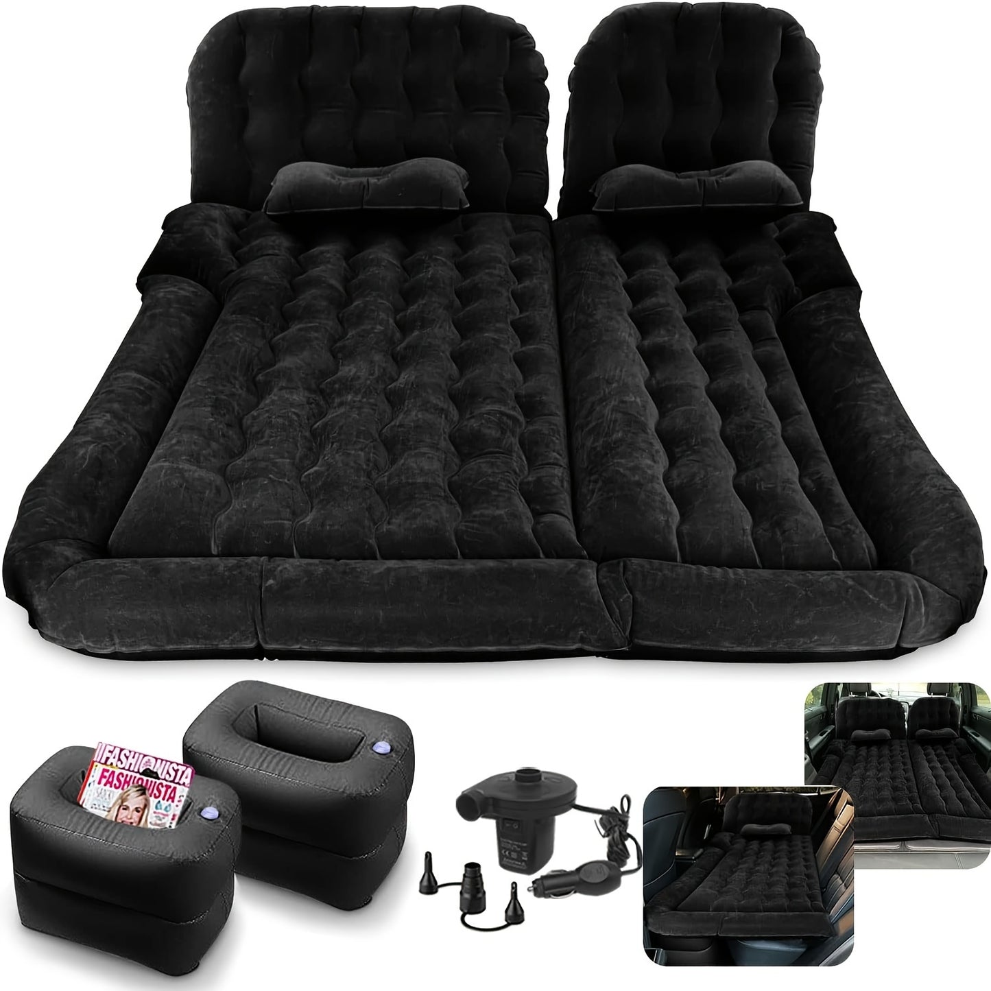 Inflatable Car Mattress, Car-mounted Inflatable Mattress, Can Be Used In The Back Seat Or Trunk, Equipped With A Car-use Inflatable Pump, Portable For Travel, Camping, Vacation, Sleeping Air Cushion Suitable For Car SUV Air Sofa With Two Air Pillows