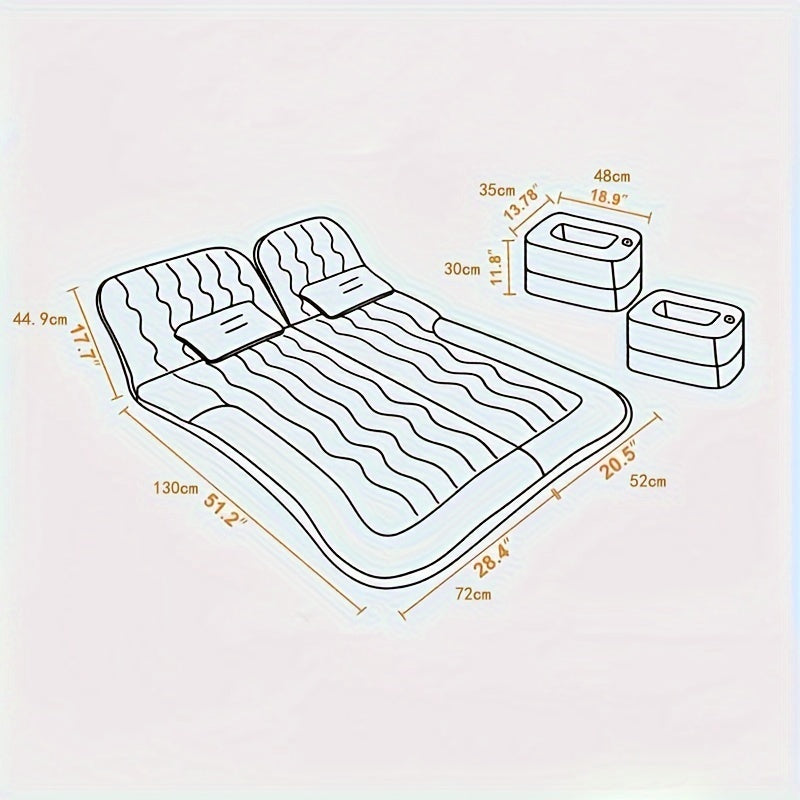Inflatable Car Mattress, Car-mounted Inflatable Mattress, Can Be Used In The Back Seat Or Trunk, Equipped With A Car-use Inflatable Pump, Portable For Travel, Camping, Vacation, Sleeping Air Cushion Suitable For Car SUV Air Sofa With Two Air Pillows