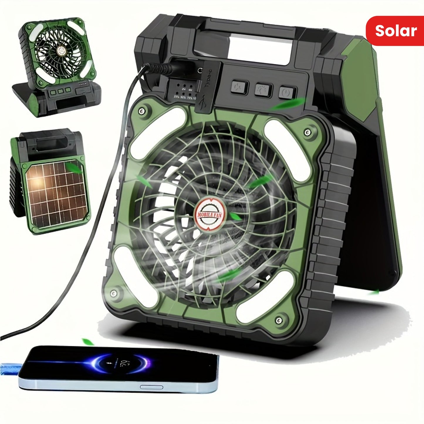 With LED Lights, Table Top Solar Camping Fan For Outdoor Use