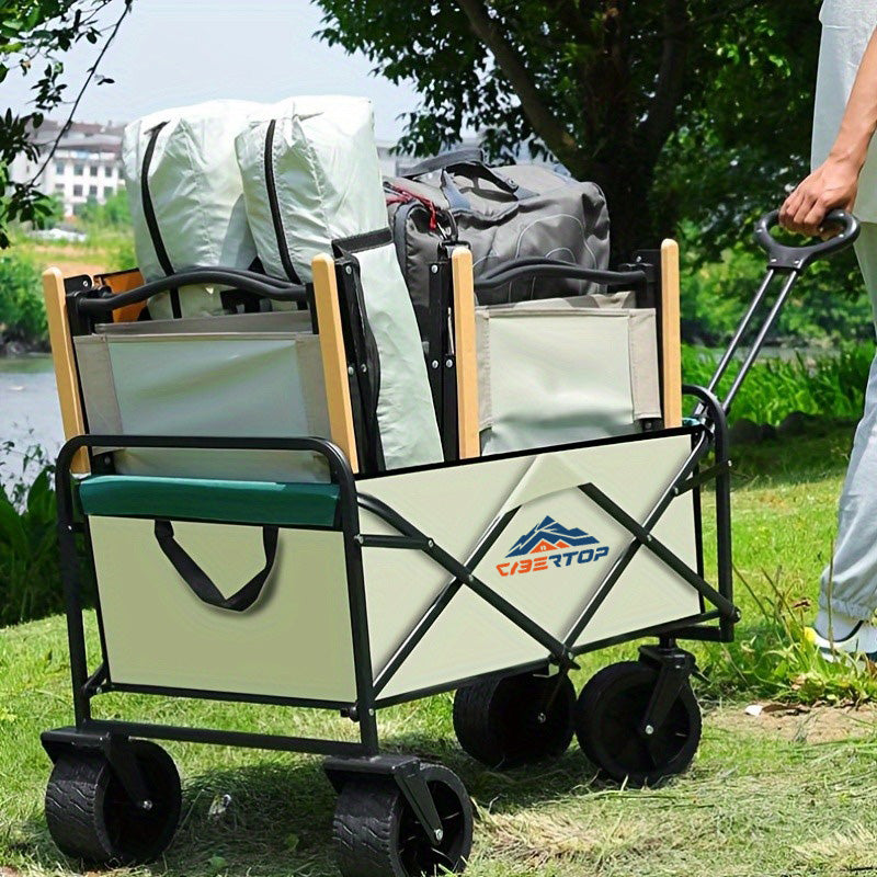 Folding Collapsible Utility Wagon Cart with Aluminum Table Plate