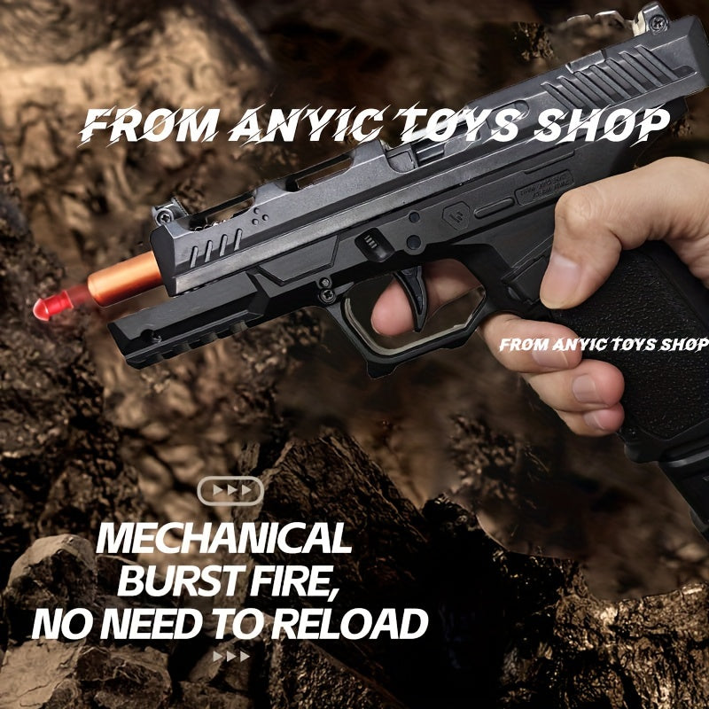 ANYC Mechanical BURST 1911 Toy Gun - Fully Automatic, High-Speed Action, Green/Blue/Black with 20 Soft Plastic Bullets & 6 Shells - Ideal for Outdoor Play, Parties & Birthday Gifts, Gun Toy