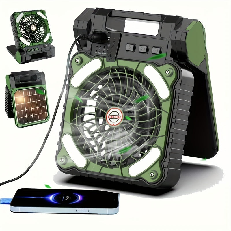 With LED Lights, Table Top Solar Camping Fan For Outdoor Use