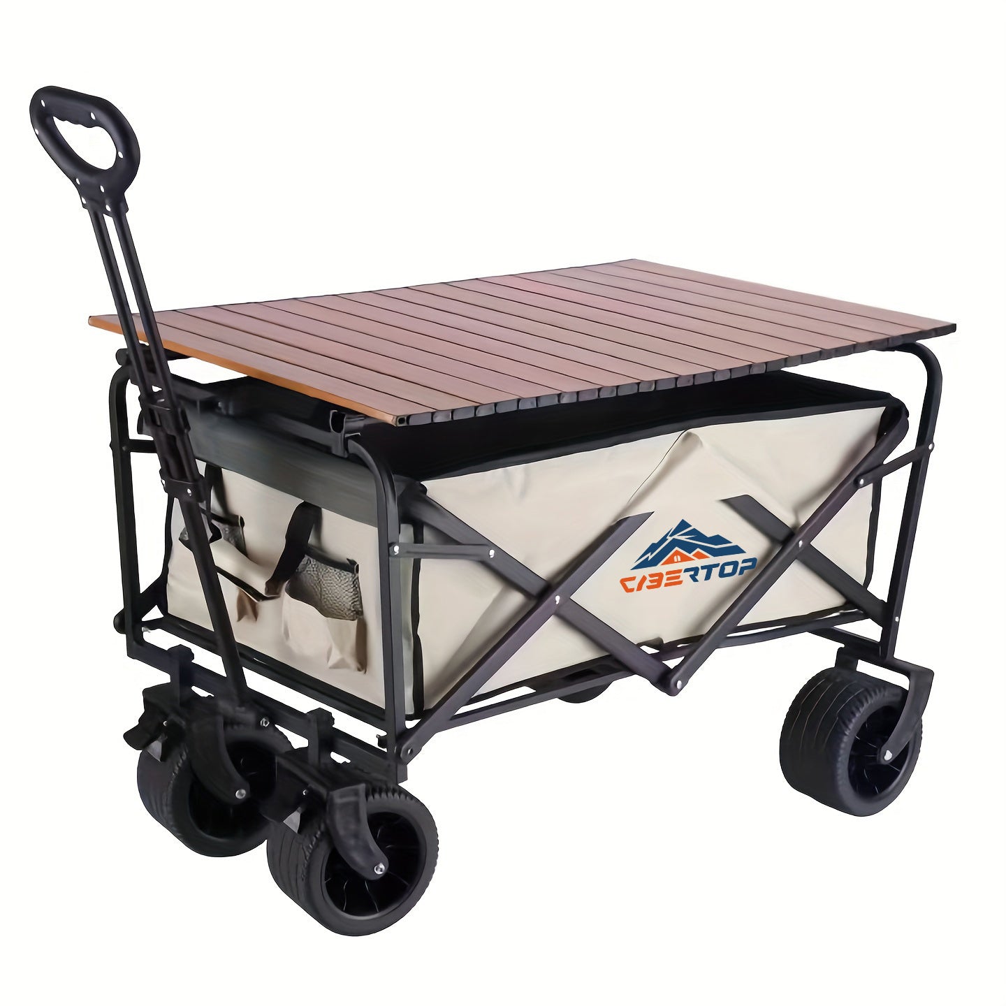 Folding Collapsible Utility Wagon Cart with Aluminum Table Plate