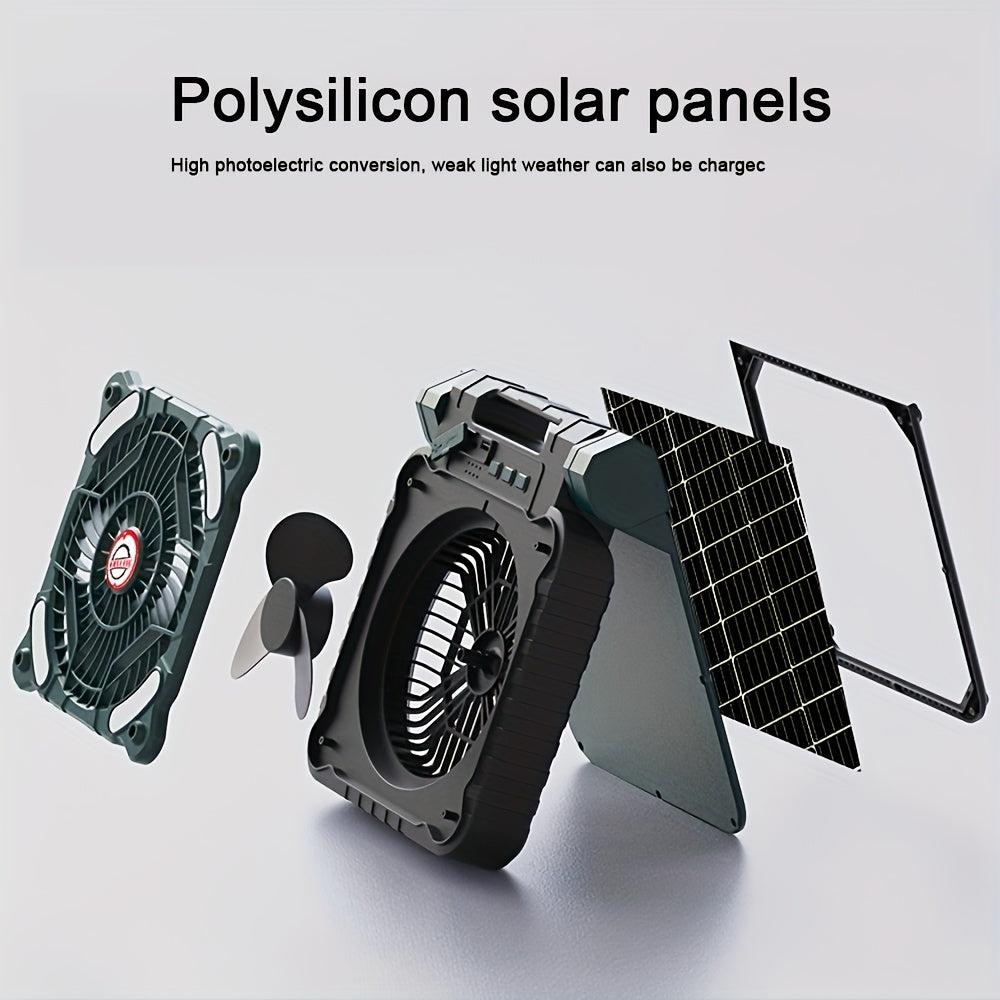 With LED Lights, Table Top Solar Camping Fan For Outdoor Use