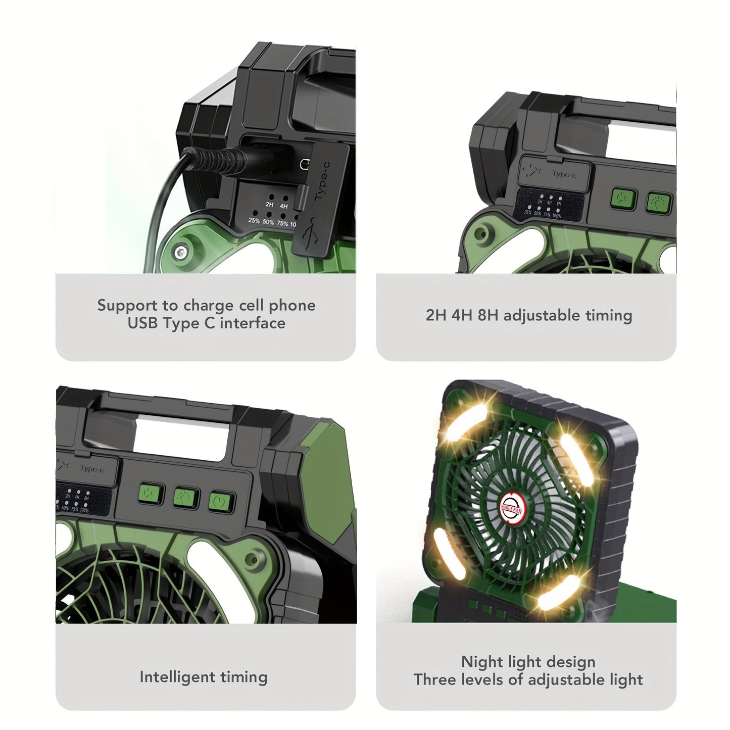 With LED Lights, Table Top Solar Camping Fan For Outdoor Use