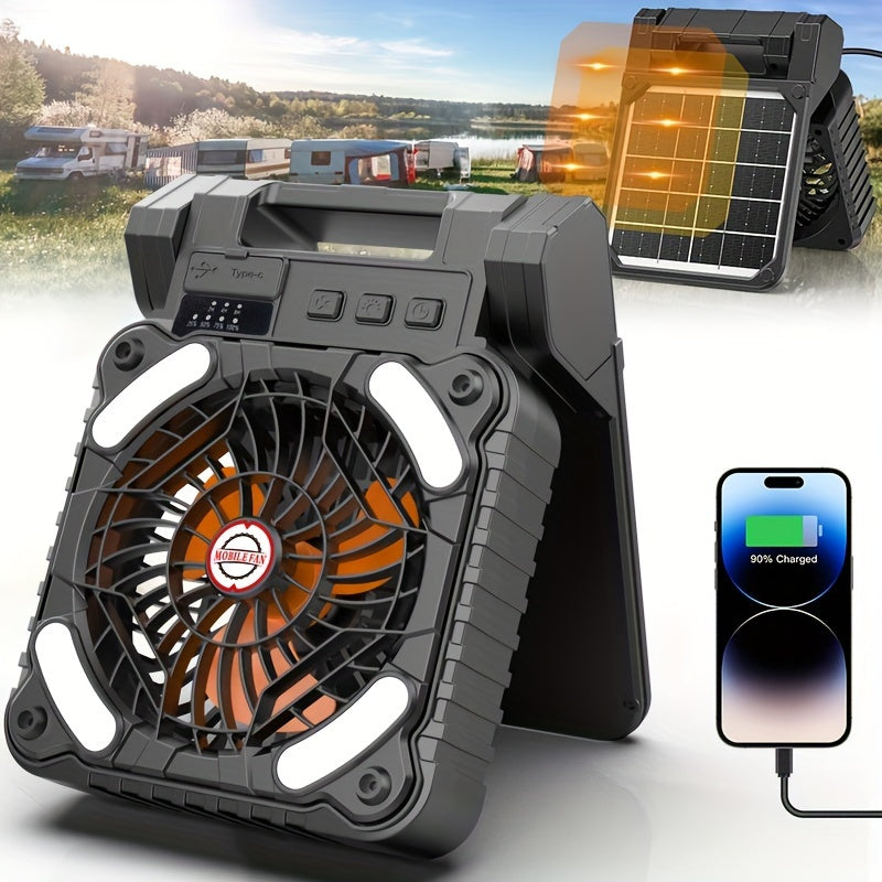 With LED Lights, Table Top Solar Camping Fan For Outdoor Use
