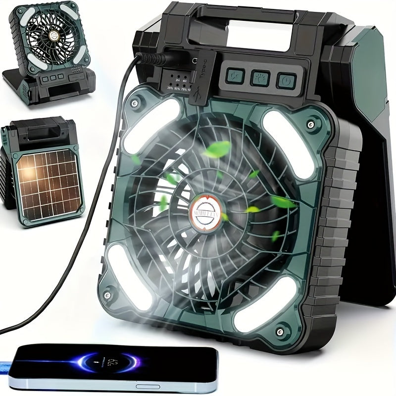 With LED Lights, Table Top Solar Camping Fan For Outdoor Use