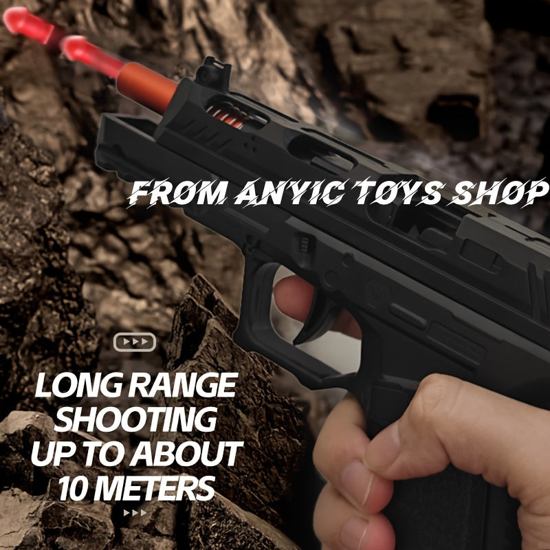ANYC Mechanical BURST 1911 Toy Gun - Fully Automatic, High-Speed Action, Green/Blue/Black with 20 Soft Plastic Bullets & 6 Shells - Ideal for Outdoor Play, Parties & Birthday Gifts, Gun Toy