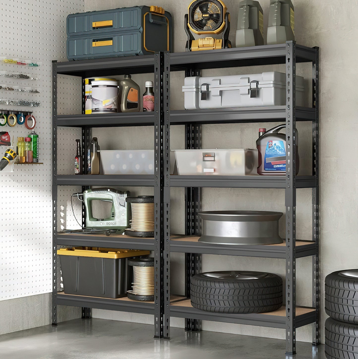 5 Tier Storage Shelves, Adjustable Utility Racks for Garage, Living Room, Kitchen, Versatile Indoor/Outdoor Organizer, 1830x900x400mm