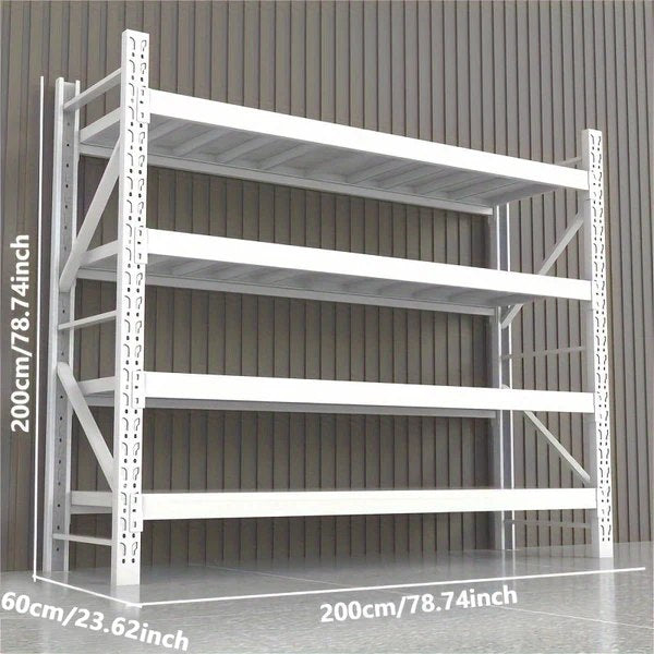 2M*2M*0.6M Heavy Duty Storage Metal Garage Shelving Unit 4-Tier - Black/White