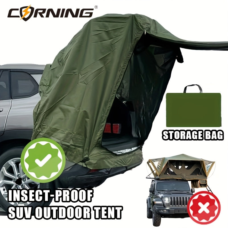 CORNING SUV Roof Tent with 2-Layer Zipper Door, Insect-Proof Mesh Design - Durable Polyester Soft Shell for All-Season Outdoor Camping, Includes Storage Bag, Camping Tent